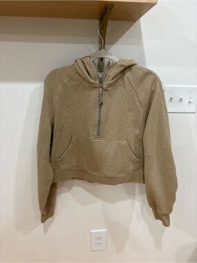 lululemon athletica Cropped Half-Zip Hoodie in Taupe Beige